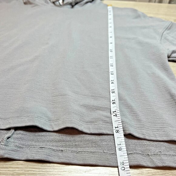 Fabletics Hooded Sweatshirt Womens S Grey Hoodie Ribbed Heavy Weight Half Slv - Picture 9 of 10